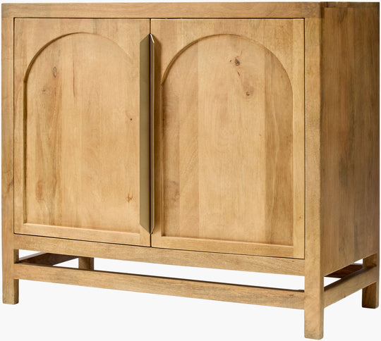 Modern mango wood cabinet with clean lines and natural wood grain finish