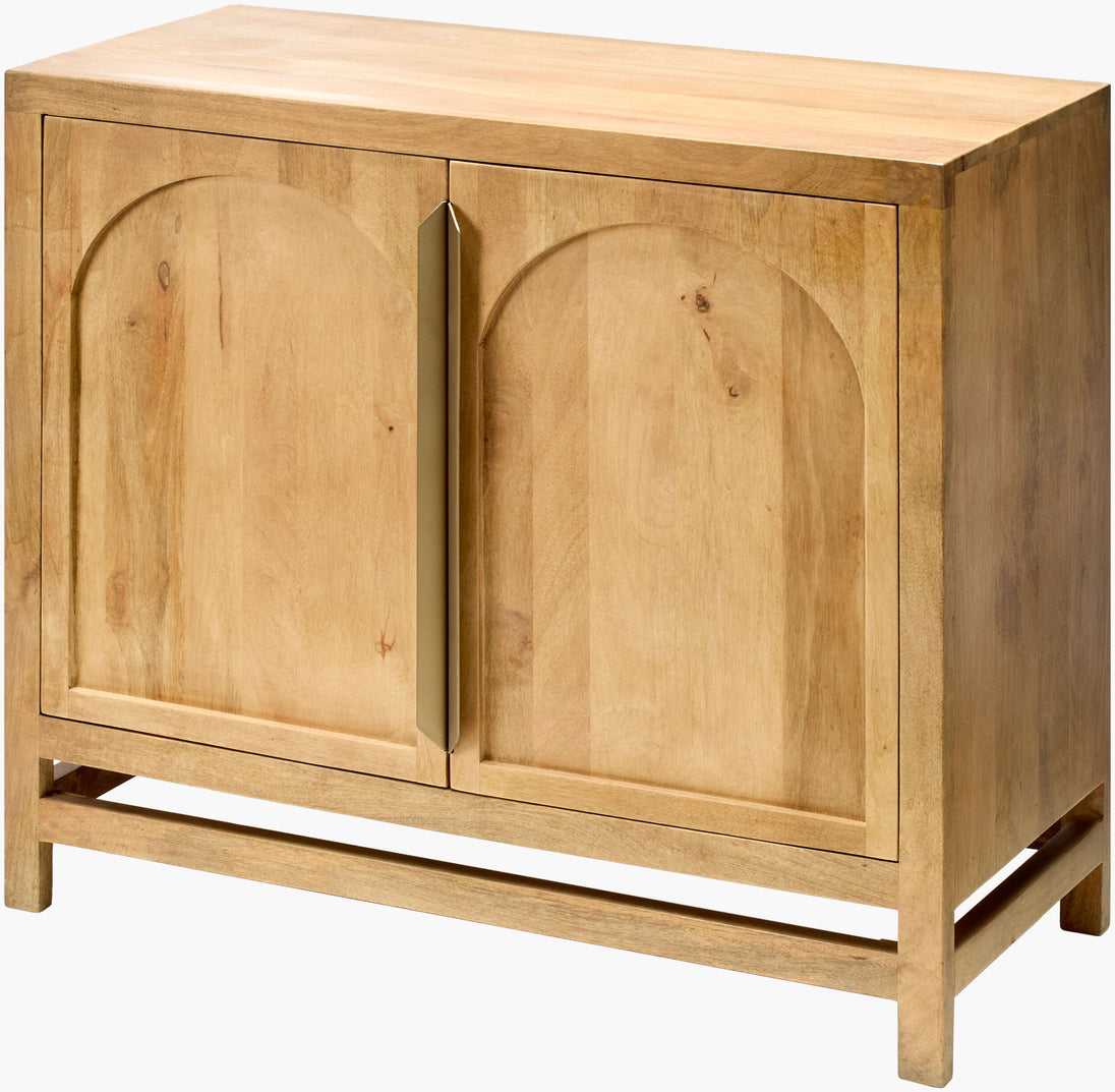 Modern mango wood cabinet with clean lines and natural wood grain finish.