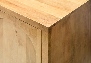 Front view of the Byron Cabinet showing minimalist mango wood doors and refined profile.