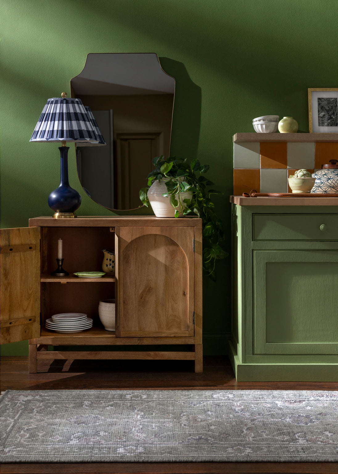 Handcrafted storage cabinet made from solid mango wood with a smooth, natural finish.