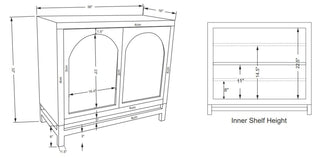 Modern mango wood cabinet with clean lines and natural wood grain finish - dimensions.