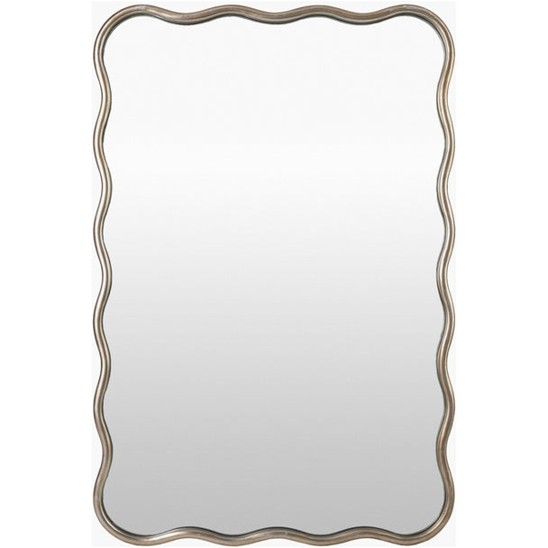 Mid-century modern wall mirror with silver iron frame